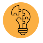 A light bulb with a puzzle piece in it, symbolizing the connection between innovative ideas and finding solutions to soil health challenges.