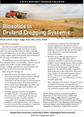 Biosolids in dryland cropping systems.