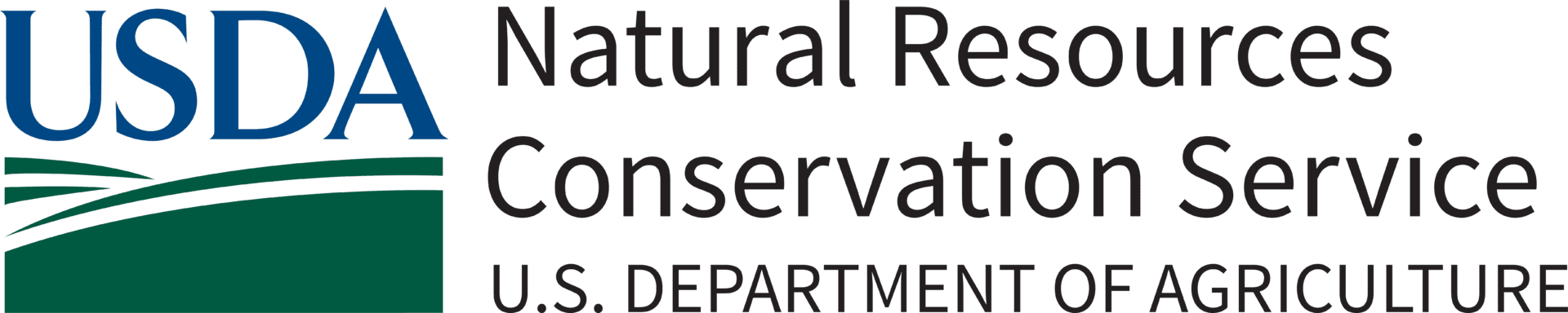 Logo of the USDA Natural Resources Conservation Service featuring stylized green text and a soilcon leaf graphic.