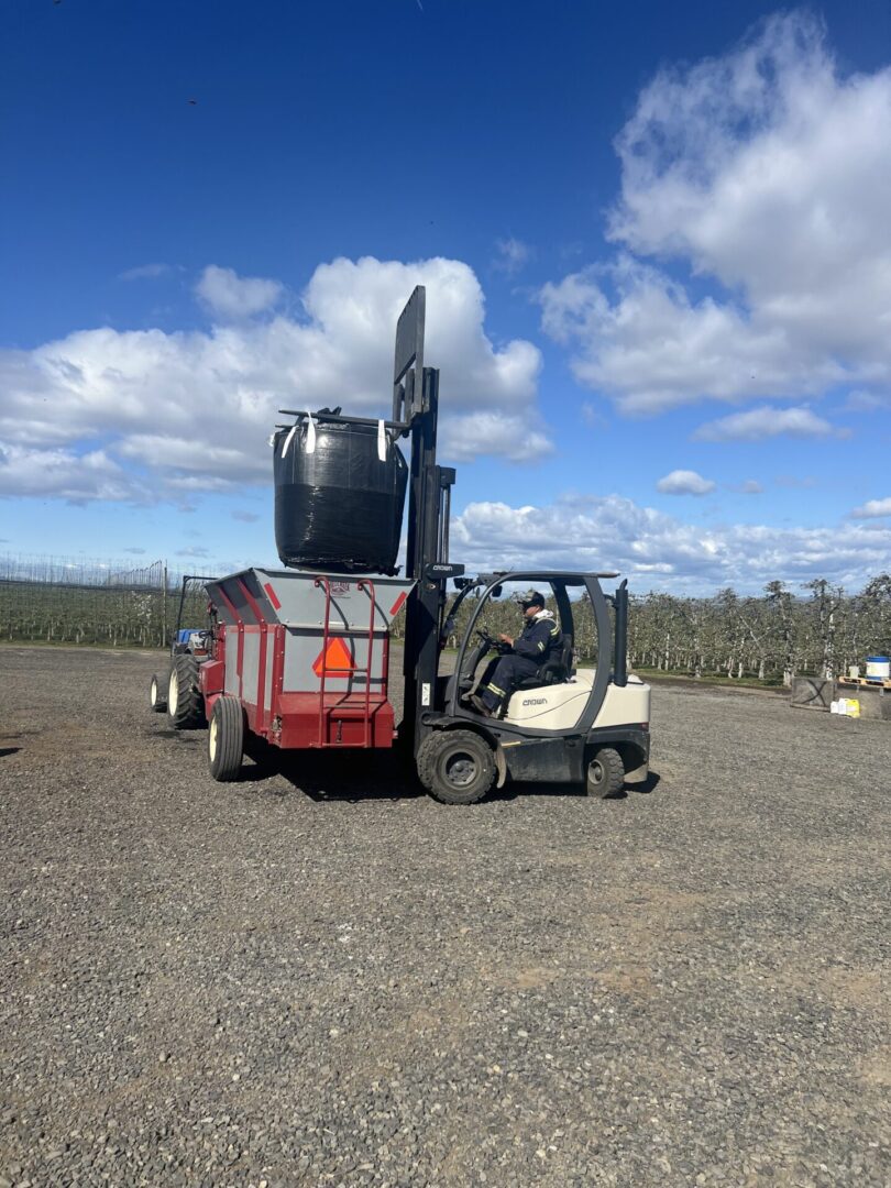 The biochar being delivered to the site