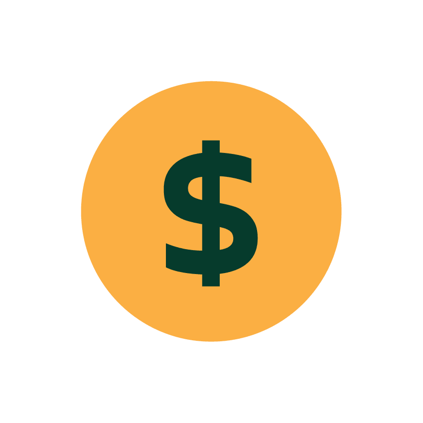 LTARE econonomic goal logo A yellow circle with a dollar sign inside.